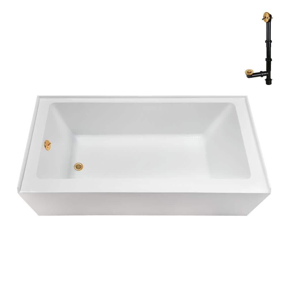 Streamline Bath Streamline 60 in. x 32 in. Acrylic Left-Hand Drain Alcove Bathtub in Glossy White With External Drain NAL-5560-BGL