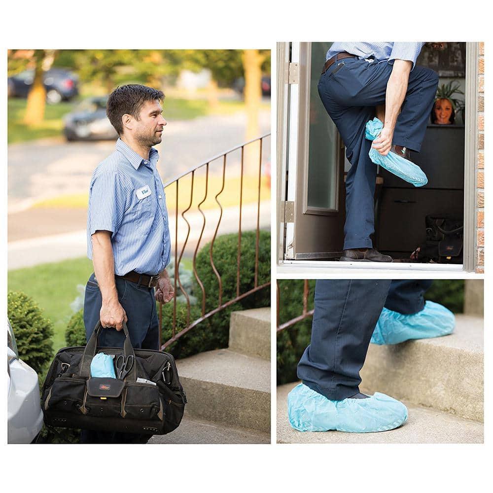 X-Large Non-Woven, 100 Pack Disposable Boot & Shoe Covers Non-Slip, Durable, Indoor Protect Your Home, Floors and Shoes (50 Pairs)