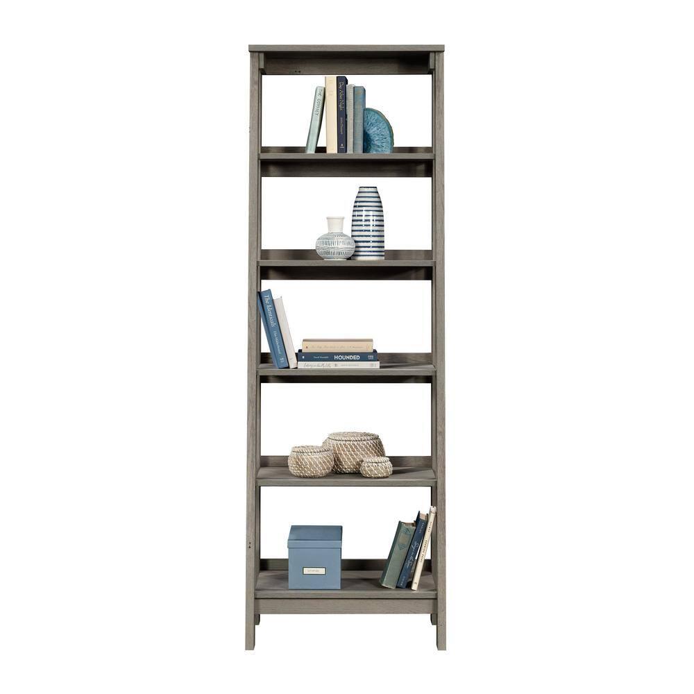 71.14" Trestle 5 Shelf Bookcase Mystic Oak - Sauder: Open Display, Fixed Shelves