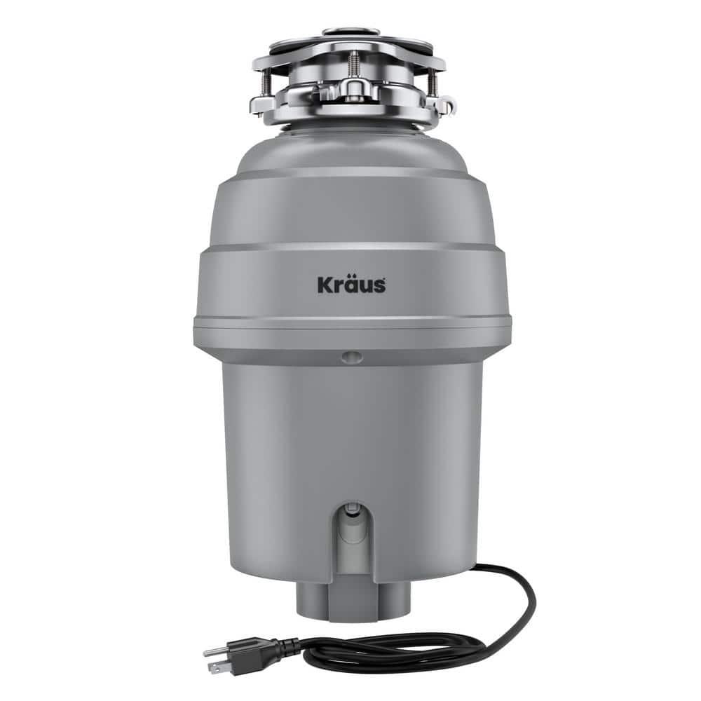 Kraus KRAUS Wasteguard High-Speed 1 HP Continuous Feed Ultra-Quiet Motor Garbage Disposal With Power Cord And Flange Included And Universal Mount, KWD200-100MGR