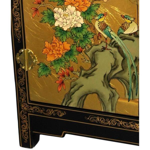 Oriental Furniture Gold Leaf Lacquer Cabinet