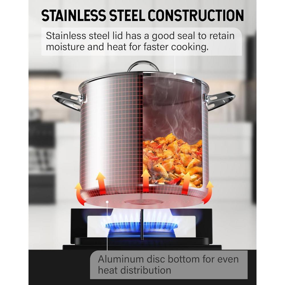 Cooks Standard 18/10 Stainless Steel Stockpot 20-Quart, Classic Deep Cooking Pot Canning Cookware with Stainless Steel Lid, Silver