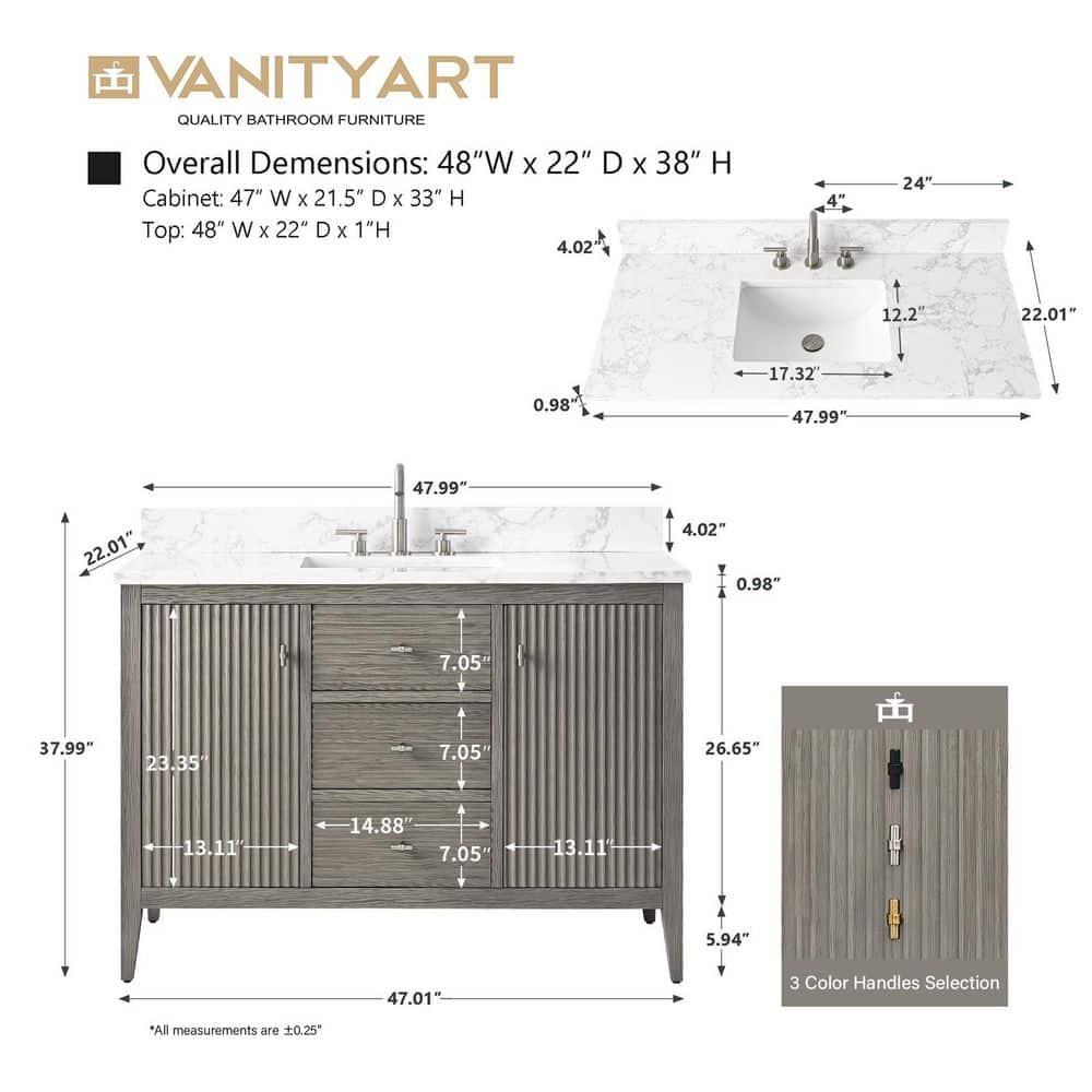 48'' Single Bathroom Vanity with Engineered Marble Top