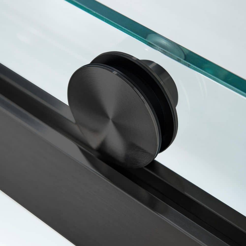 WoodBridge Semi-Frameless Single Sliding Shower Doors, 56-60" W X 76" H With 5/16" Clear Tempered Glass And Explosion-Proof Film MSDF6076-MBL