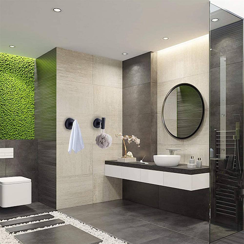 Matte Black Stainless Steel Wall Mounted J-Hook Set