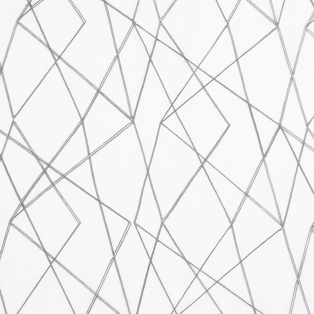 50"x63" No. 918 Light Filtering Abstract Geometric Embroidery Rod Pocket Curtain Panel Gray: Mid-Century Modern Decor