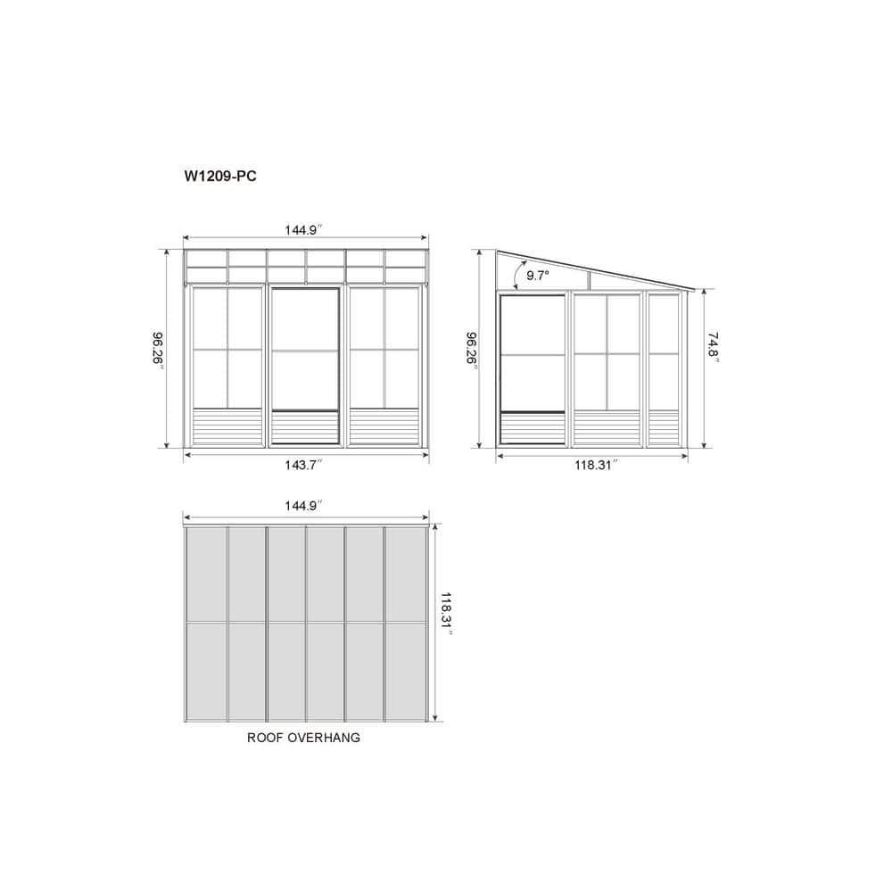 Gazebo Penguin Florence - Wall Mounted Solarium Polycarbonate Roof
