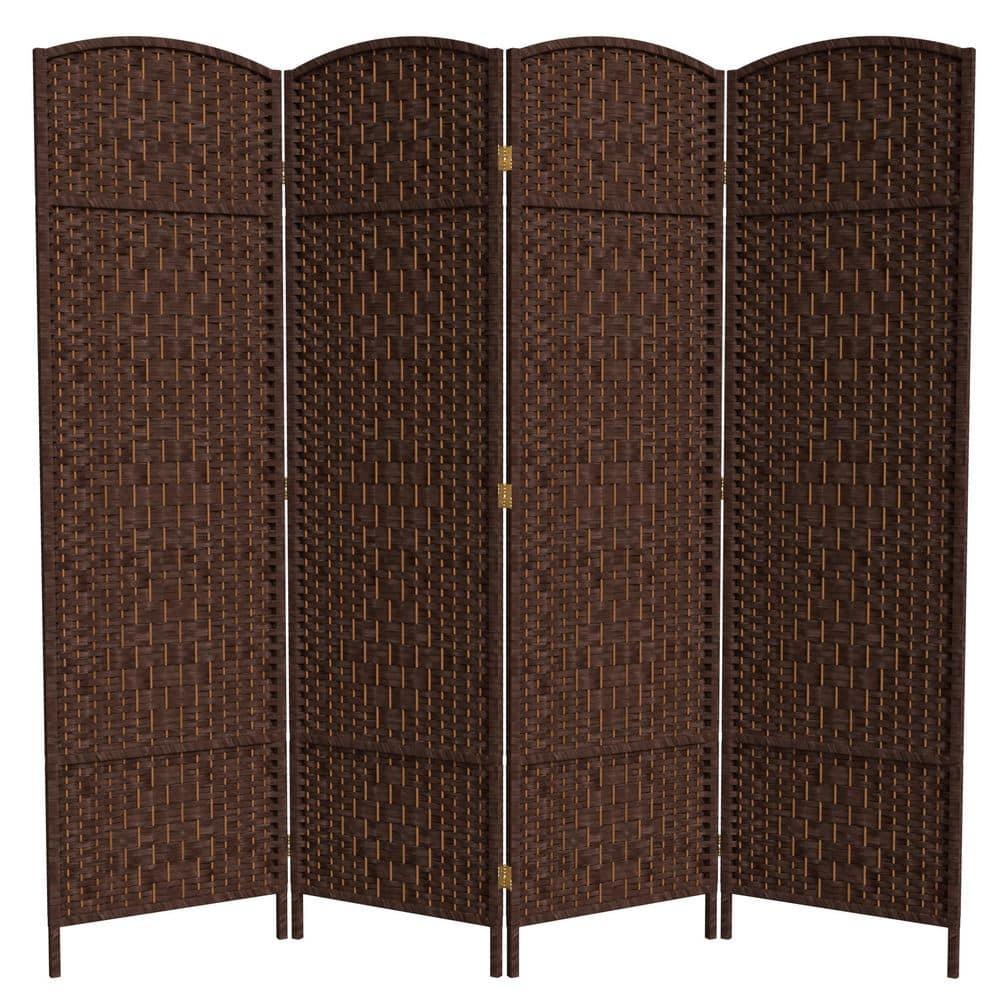 Oriental Furniture 6 ft. Tall Diamond Weave Room Divider - Dark Mocha - 4 Panel