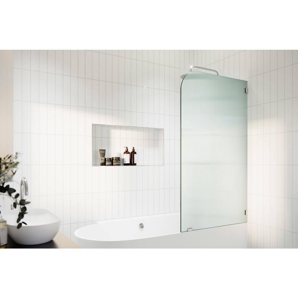 Aurora 30 in. x 58.25 in. Frameless Fluted Radius Single Fixed Bath Panel