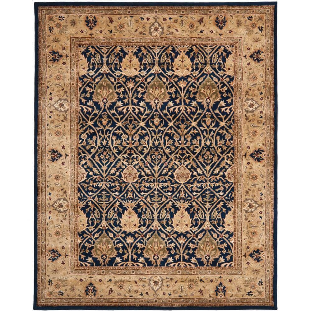 SAFAVIEH Persian Legend Adrian Floral Bordered Wool Area Rug, Blue/Gold, 9' x 12'
