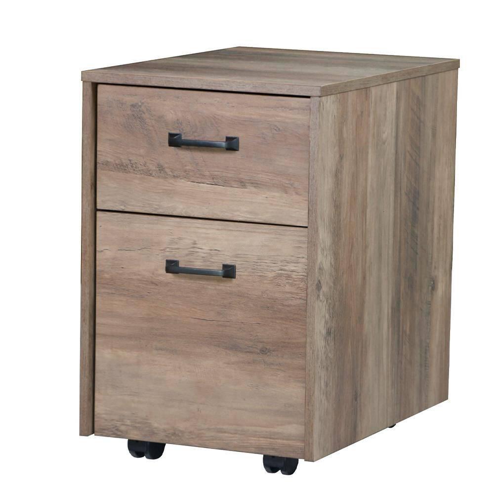 Saint Birch Alaska Mobile File Cabinet, Rustic Oak