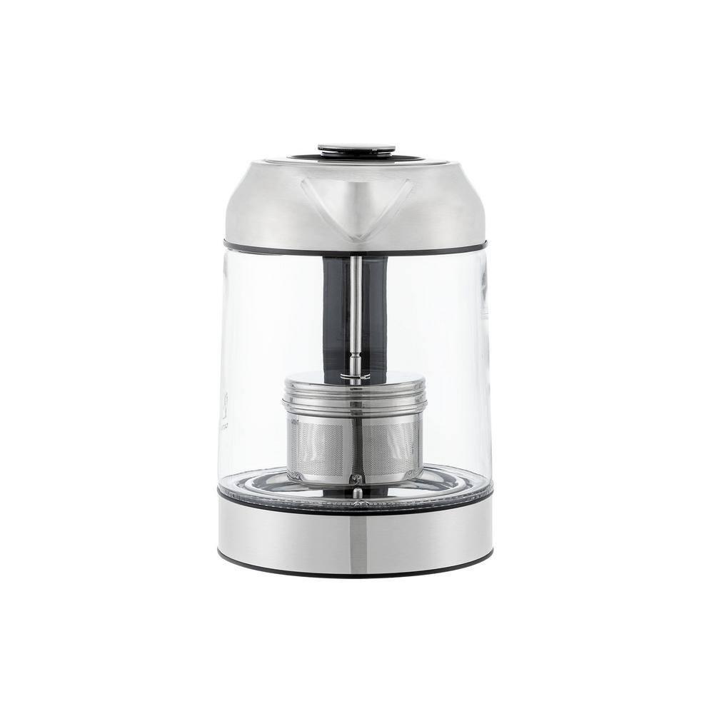 CUCKOO Electric Tea Kettle with Infuser & Temperature Control 7 Heat Settings LED Lights 1.7L Glass and Stainless Steel (CK-G170BS)