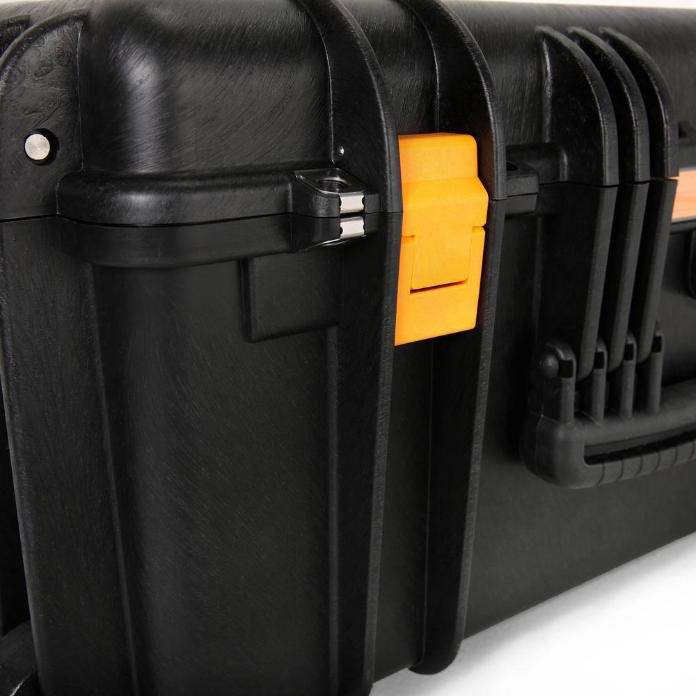 24" Black Polypropylene Heavy-Duty Rolling Tool Case with Trays