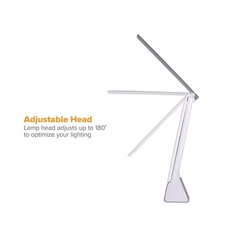 Bostitch Office Rechargeable Battery Led Desk Lamp, 3 Color Temperatures, Flip Open, Gray (KT-VLED1810-GRAY)