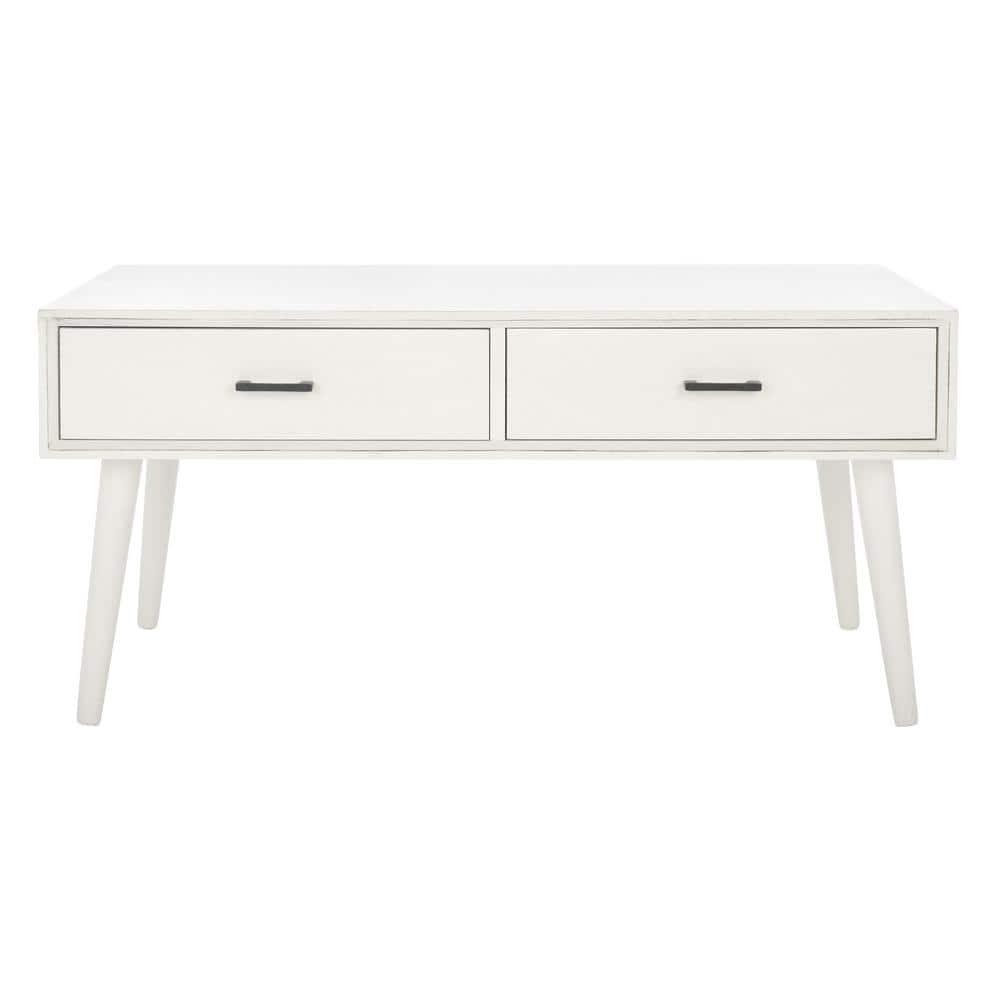 Mozart Mid-Century Coffee Table - Distressed White - Safavieh