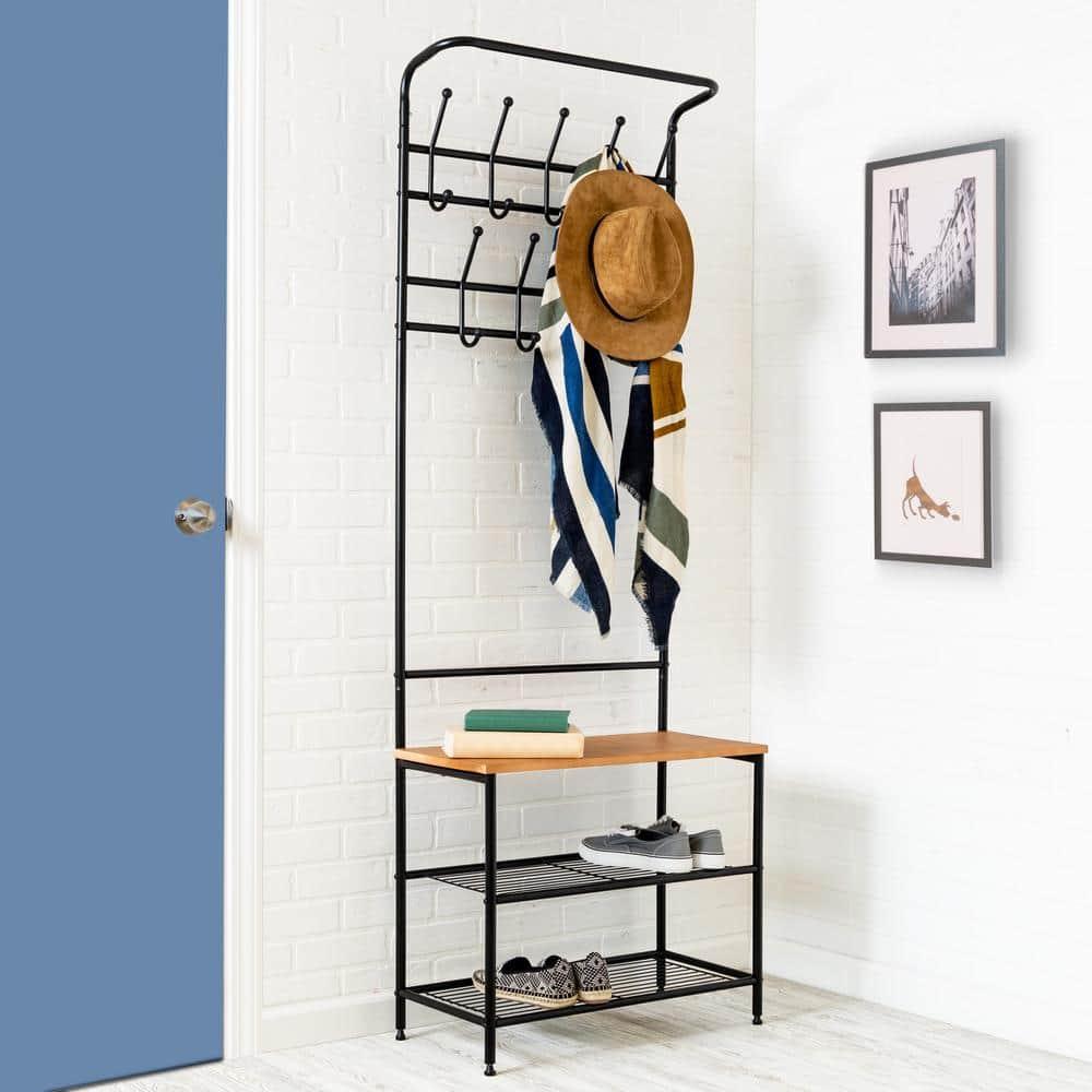 Honey-Can-Do Entryway Storage Valet, 25.75" L x 12.25" W x 70.25" H, Black
