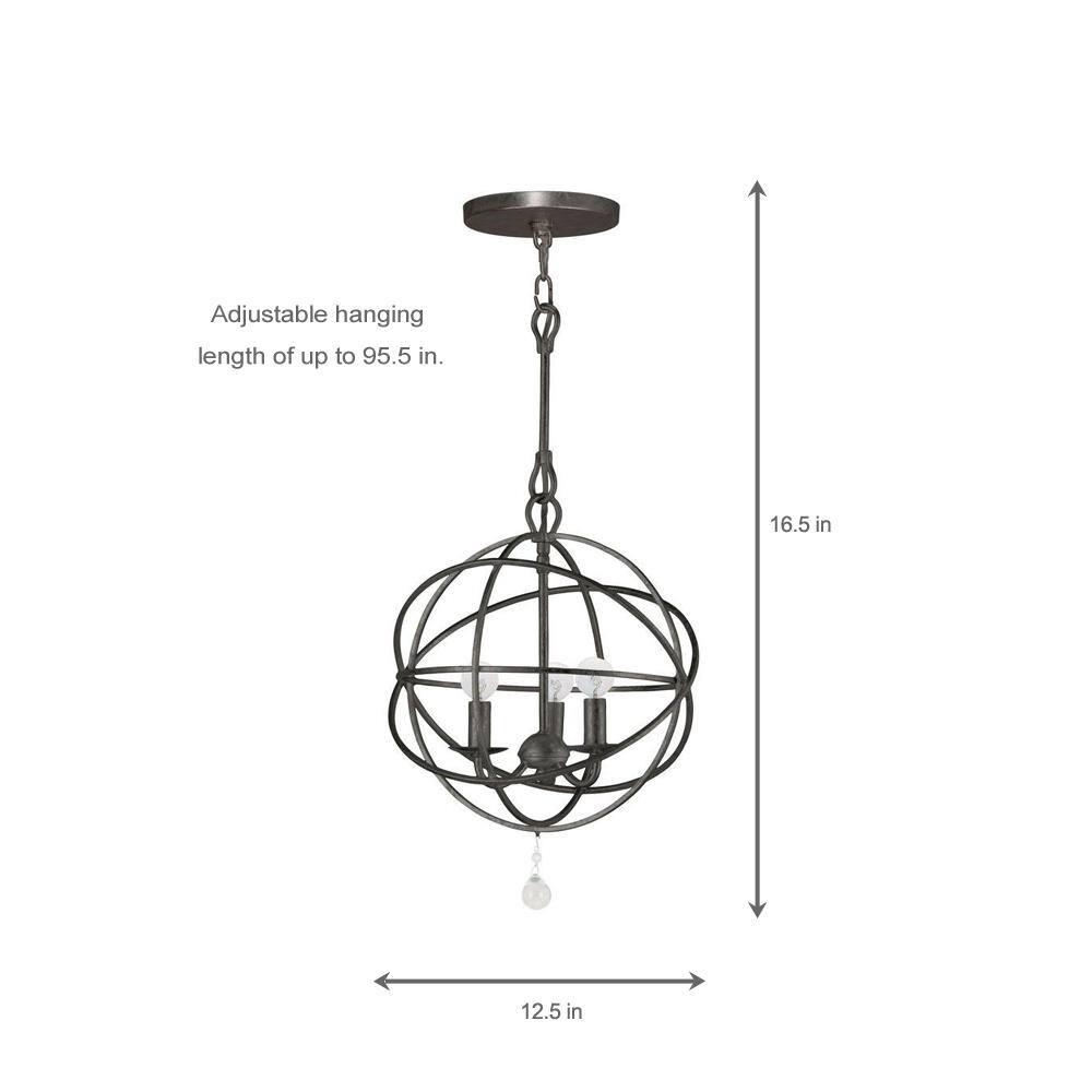 Crystorama Lighting - Three Light Mini Chandelier - Mini Chandelier - Solaris -