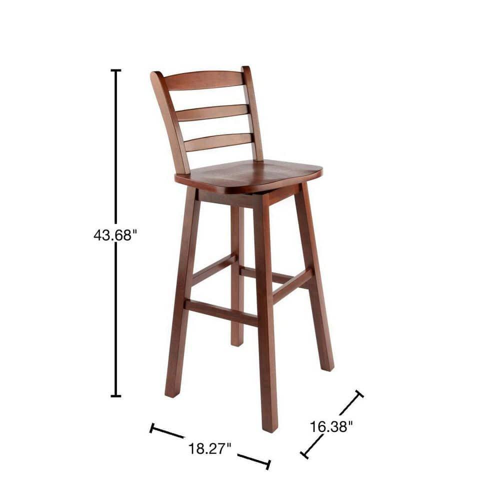 Winsome Scalera Ladder Back Swivel Seat Counter Height Barstool Walnut: Fixed Height, Wood Frame, 220lb Capacity