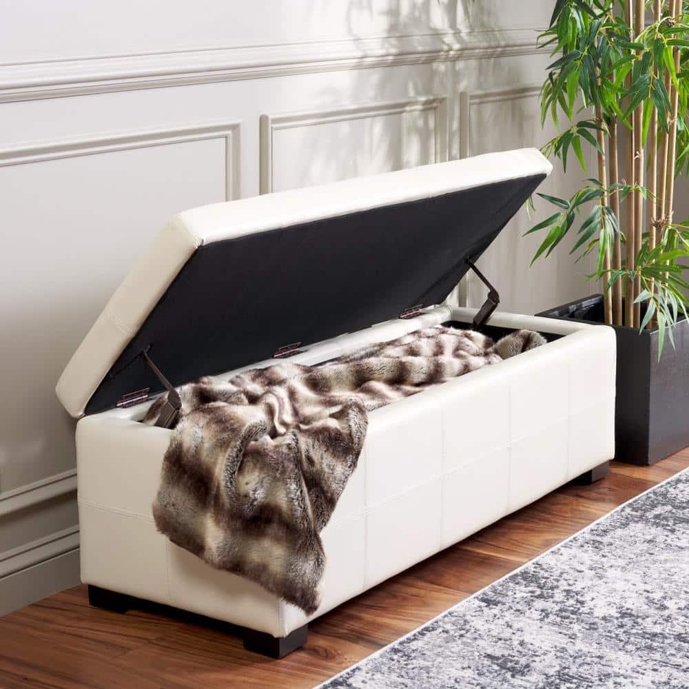 Maiden Tufted Storage Bench Large - Flat Cream - Safavieh