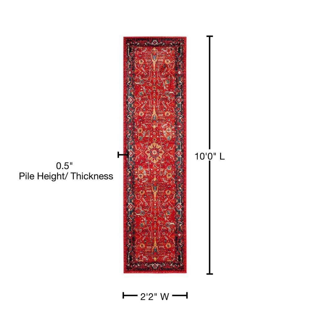 Vintage Hamadan VTH220 Power Loomed Indoor Runner Rug - Orange/Navy - 2'3"x10' - Safavieh