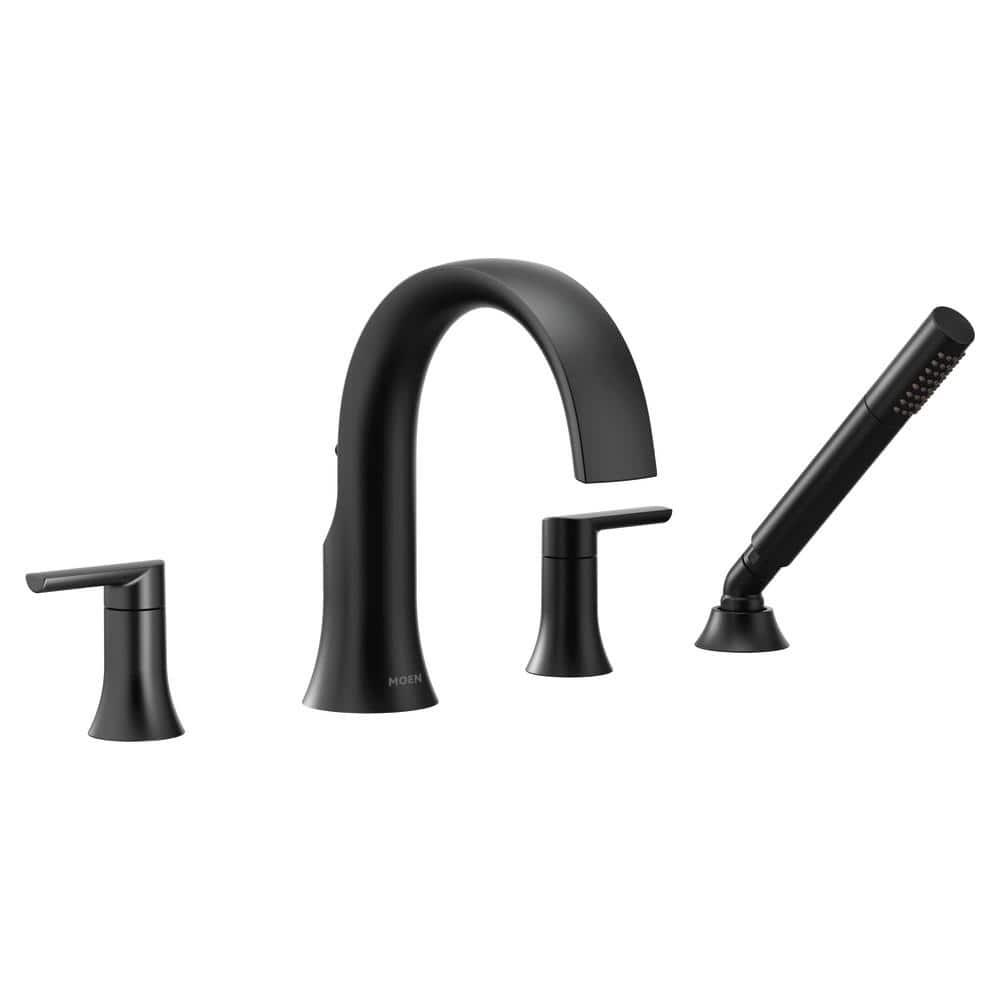 Doux Double Handle Deck Mounted Roman Tub Faucet Trim with Handshower