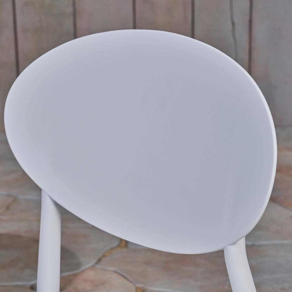 GDF Studio Brynn Indoor/Outdoor Plastic Stacking Chairs, Set of 2, White