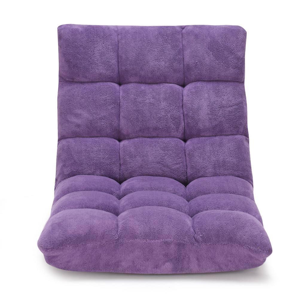 Tangkula Adjustable 14-Position Floor Chair ,Padded Gaming Chair Lazy Recliner Purple