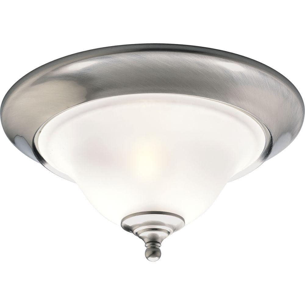 Progress Lighting Trinity Collection 2-Light Flush Mount Ceiling Fixture, Brushed Nickel, Etched Glass Shade