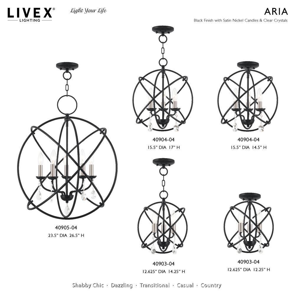 Livex Lighting Aria 5 - Light Chandelier in  Black