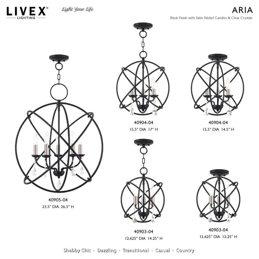 Livex Lighting Aria 5 - Light Chandelier in  Black