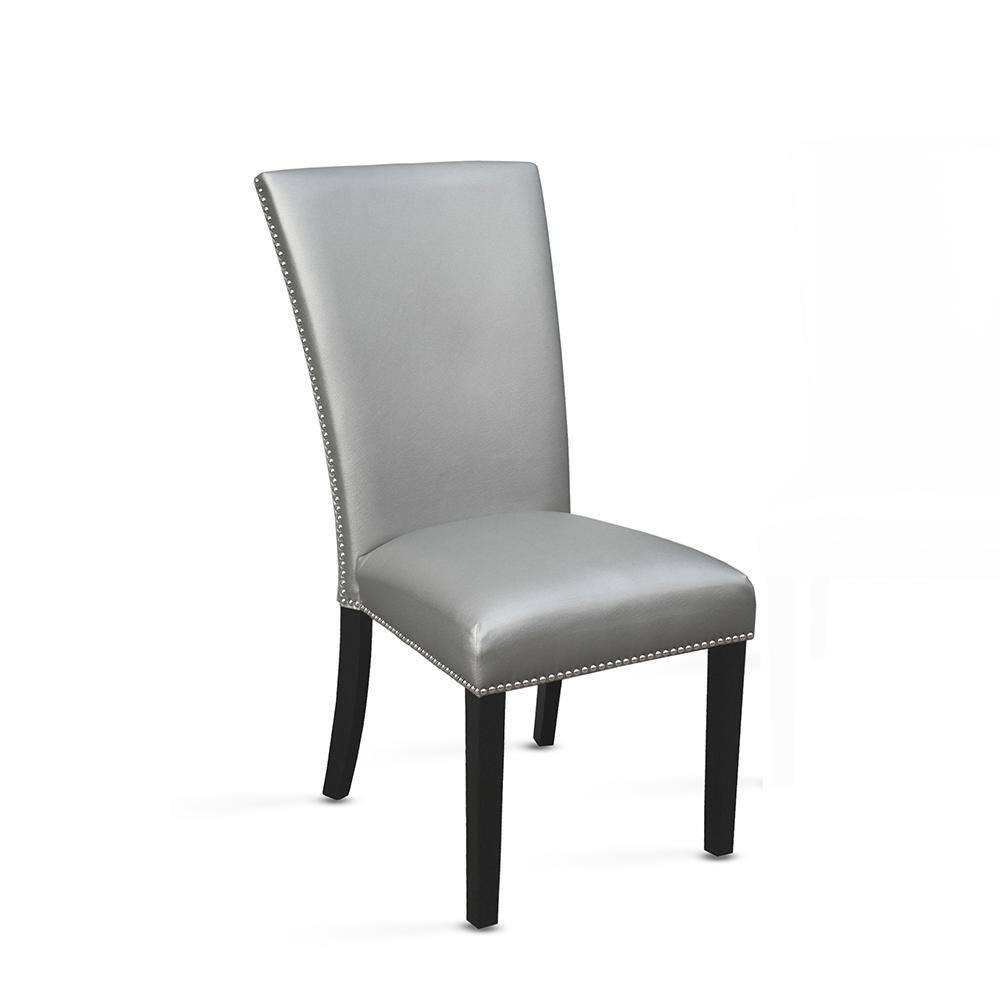 18" Set of 2 Camila Dining Chairs Silver - Steve Silver Co.: Modern Faux Leather, Nailhead, Wood Legs