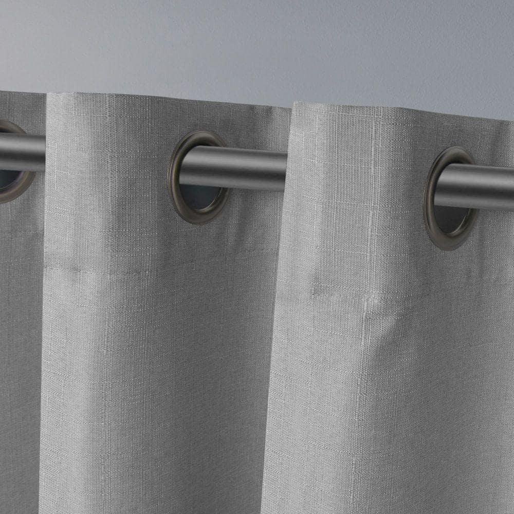 Set of 2 (63"x54") Loha Linen Grommet Top Light Filtering Curtain Panel Dove Gray - Exclusive Home: Modern Polyester