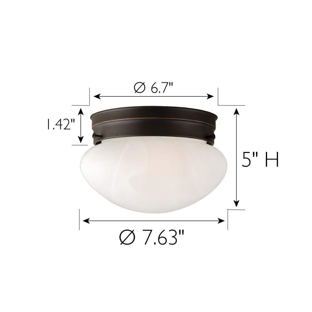 Design House 514547 Millbridge Traditional 1-Light Indoor Flush Mount Ceiling Light Dimmable Alabaster Glass for Bedroom Dining Room Kitchen, Oil Rubbed Bronze