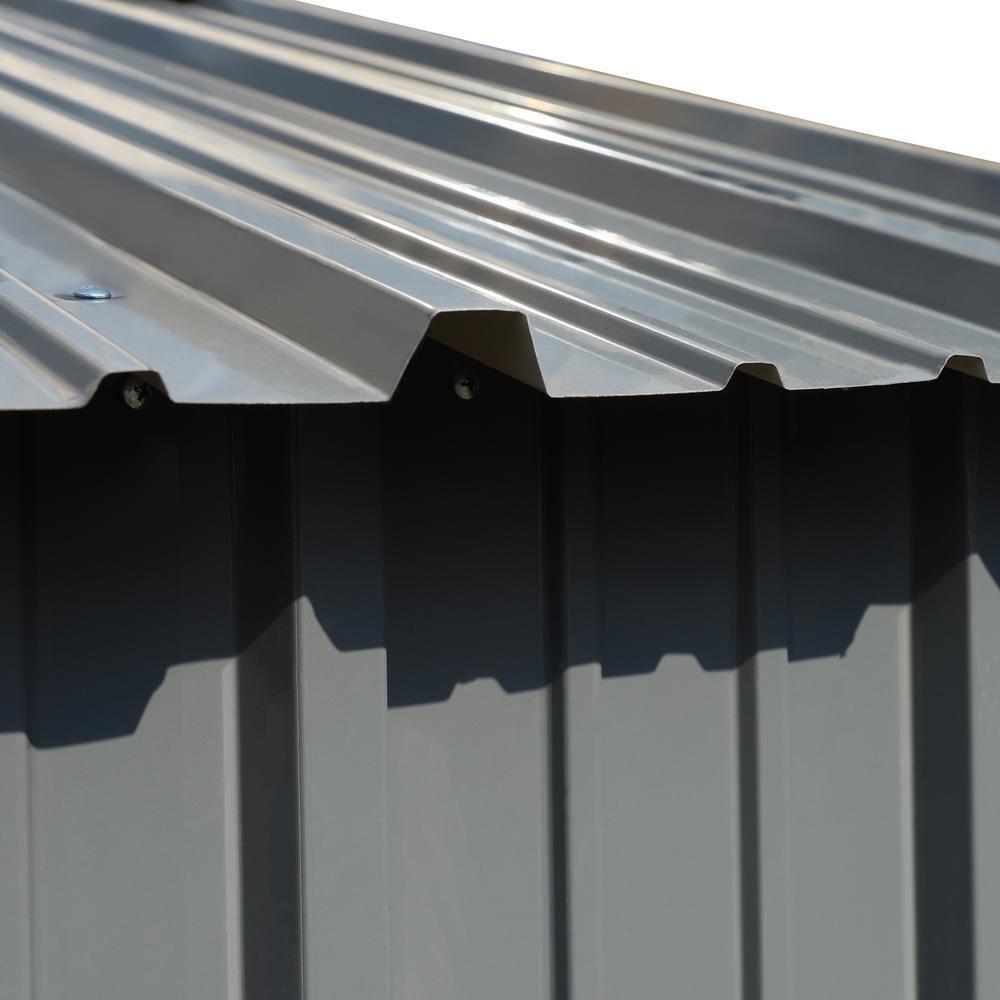 VEIKOUS 8'x10' Outdoor Storage Shed, Metal Tool Storage Sheds 80 sq ft, w/Lockable Door & Air Vent, Grey