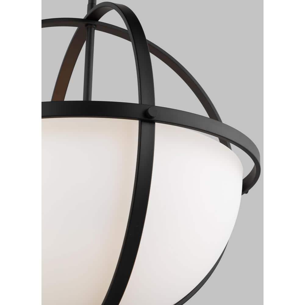 Generation Lighting Alturas 3 -Light Midnight Black Modern/contemporary Etched glass Globe Medium Hanging Pendant light