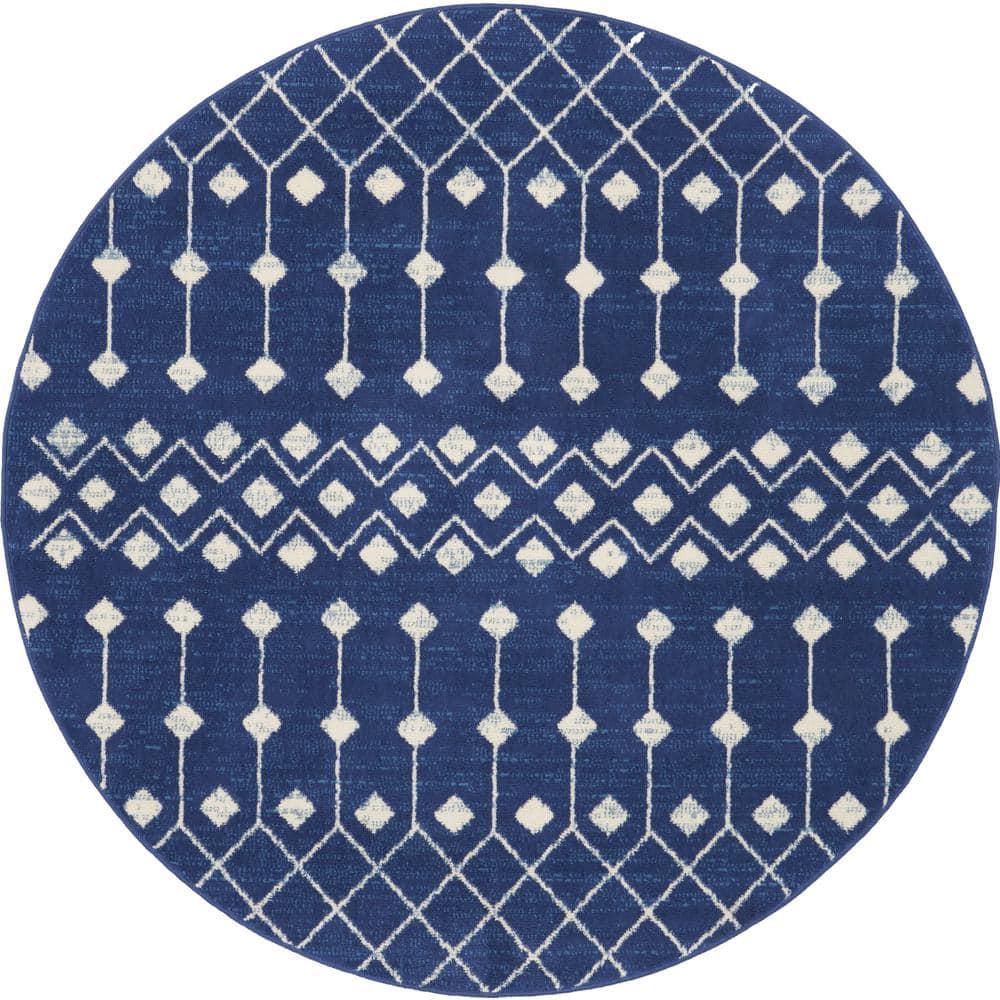 Nourison Grafix GRF37 Indoor Area Rug Navy 5'3" x ROUND
