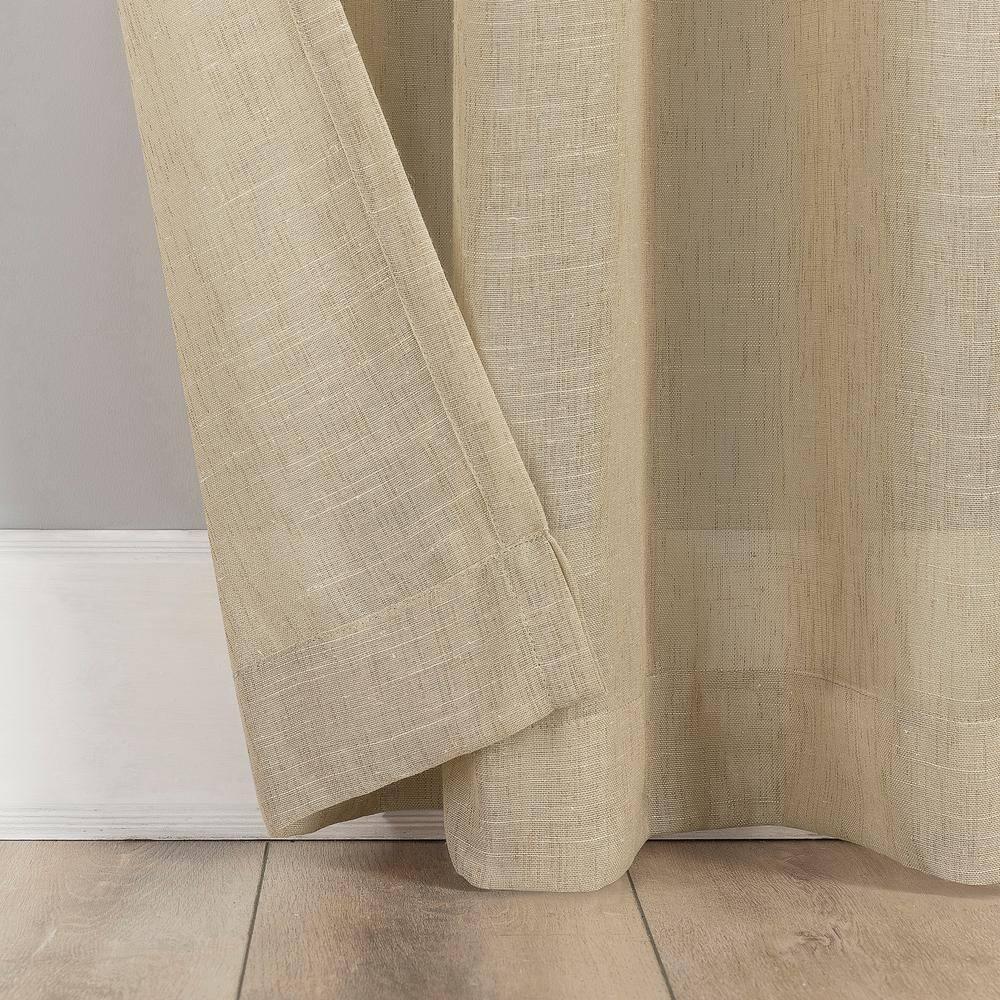 52"x63" Archaeo Light Filtering Slub Textured Linen Blend Grommet Top Curtain Panel Sand: Modern Indoor Decor