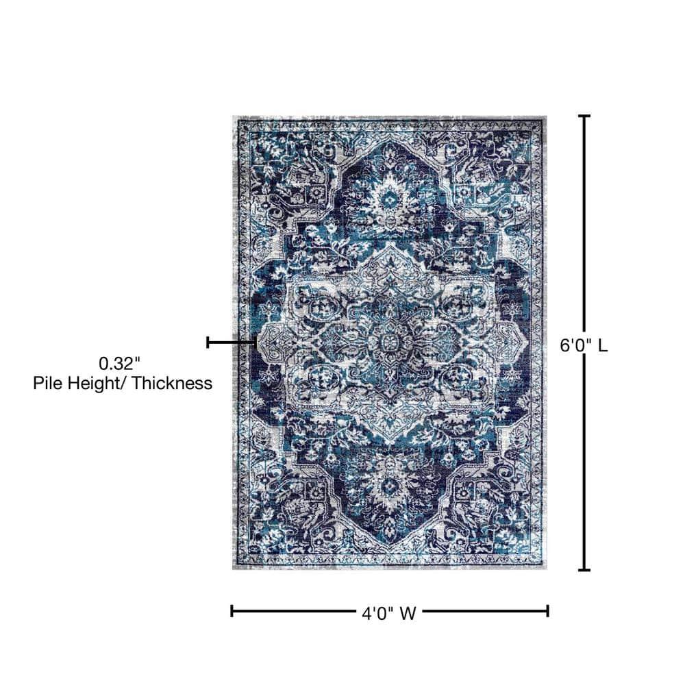 Nuloom Maryanne Geometric 4x6 Indoor Area Rug for Living Room Bedroom Dining Room Kitchen, Blue/Ivory