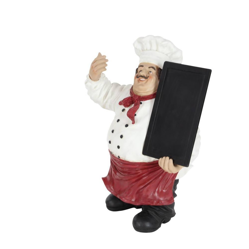 15" x 19" Multi Colored Polystone Chef Sculpture with Chalkboard, by DecMode