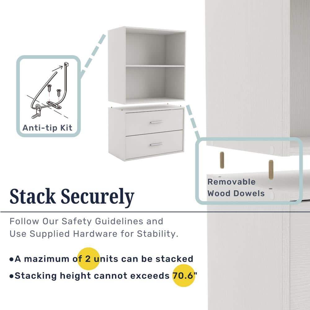 24/7 Shop At Home 46.9" Silkpath Modern 4 Tier Stackable and Modular Bookcase White: Modular Organizer, Open Shelving