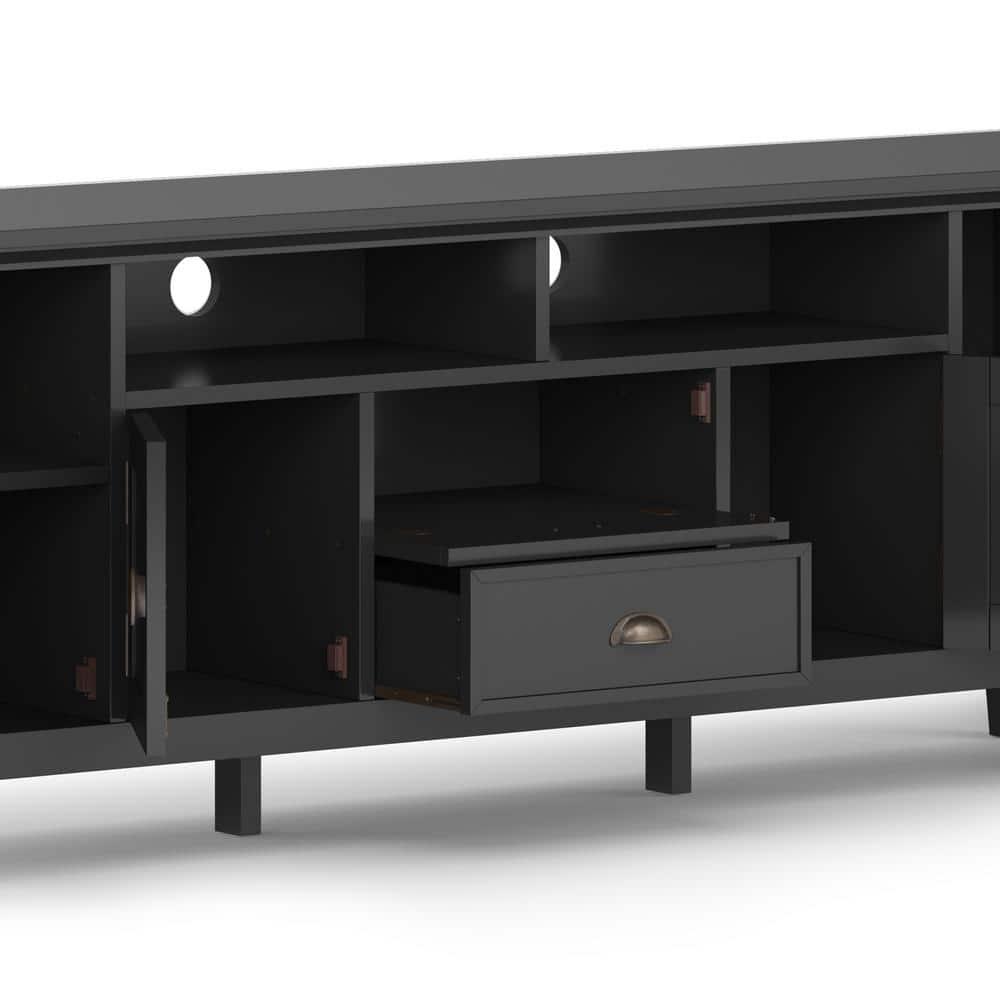 Simpli Home Redmond 72"W Solid Wood TV Stand for TVs up to 80" with Storage Cabinets