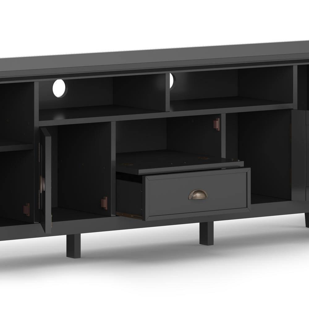 Simpli Home Redmond 72"W Solid Wood TV Stand for TVs up to 80" with Storage Cabinets