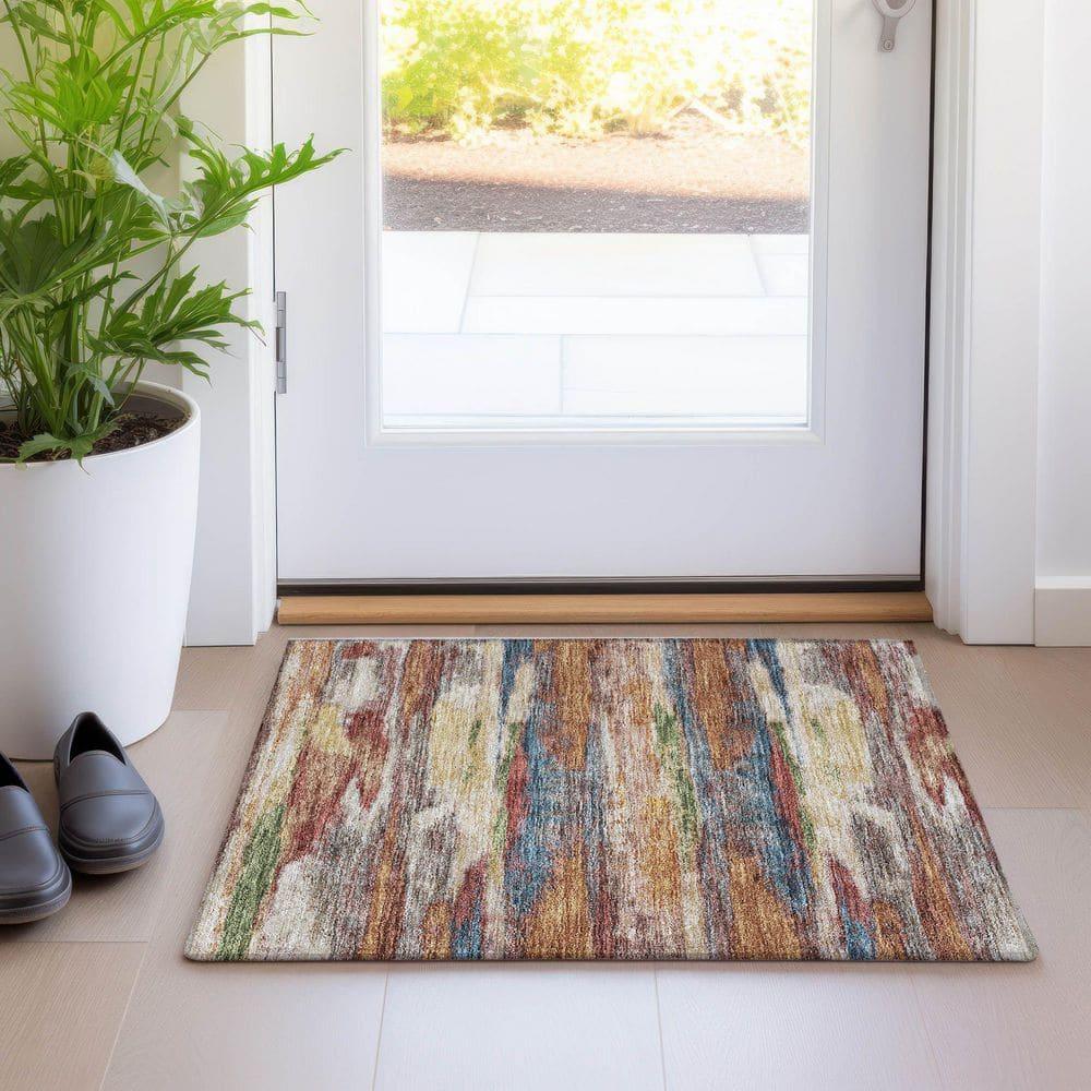 Abstract Multicolor Synthetic Flat Woven 10' x 14' Rug