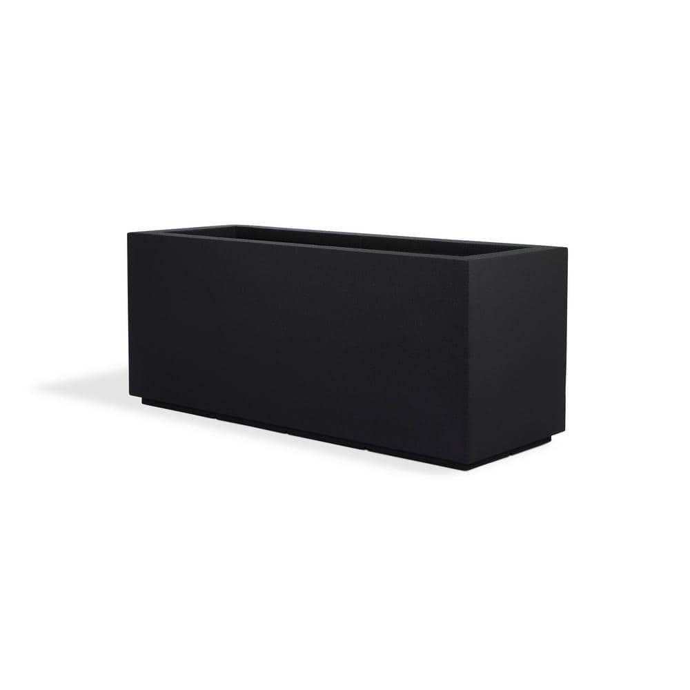 PolyStone Planters Rectangle 17.0-Inches W Extra Large Black Mixed/Composite Contemporary/Modern Outdoor Planter with Drainage Holes