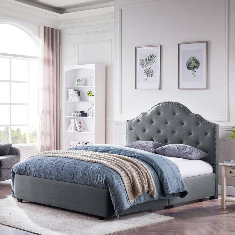 87" Ash Gray Contemporary Handcrafted Queen Size Bed Frame