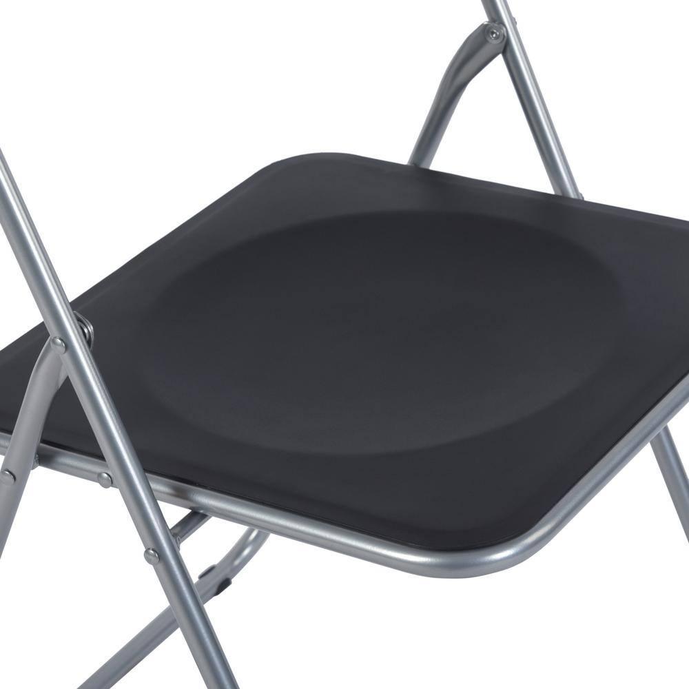 Homylin Steel Frame Folding Chairs Pack of 6, Saving-Space Plastic Seat and Steel Frame for Home Office Waiting Indoor Room Commercial Party Outdoor Events, Black