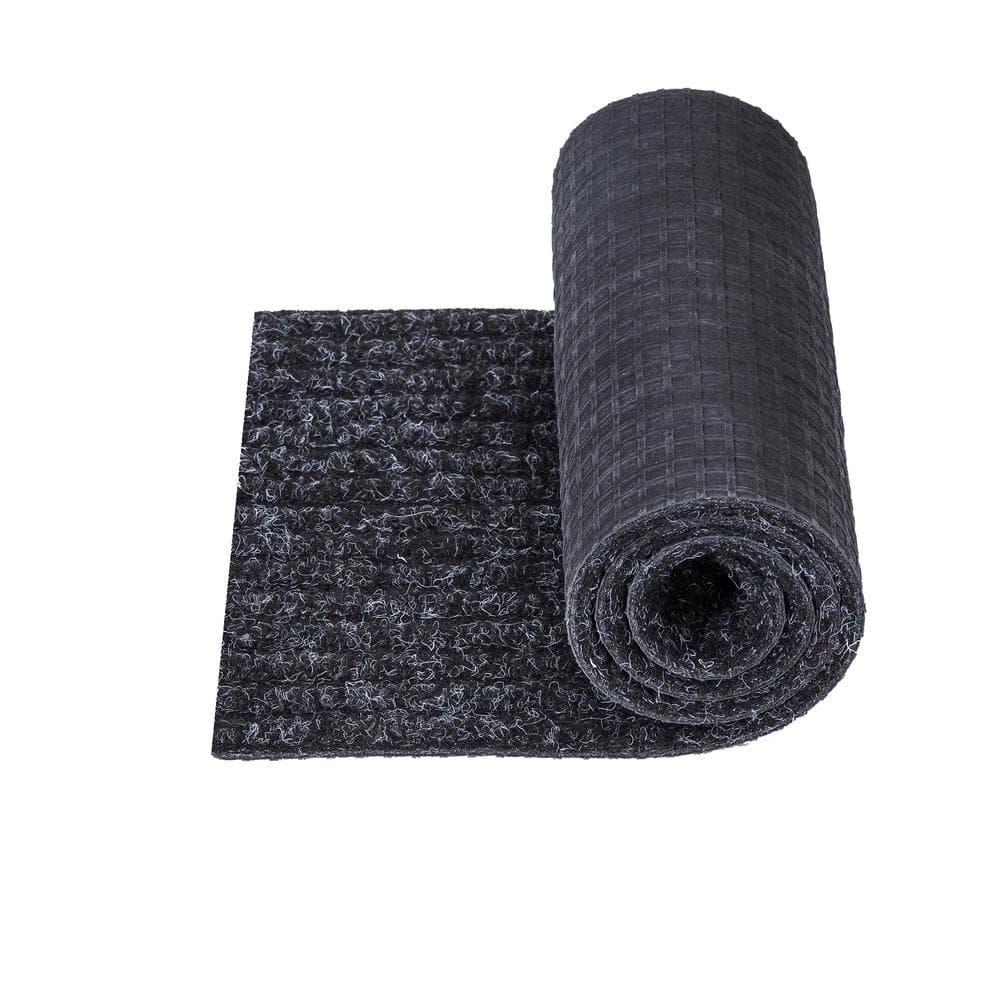 Ottomanson Non-Slip Rubberback Solid Design 8" x 30" Indoor/Outdoor Stair Treads, 7 Pack, Black