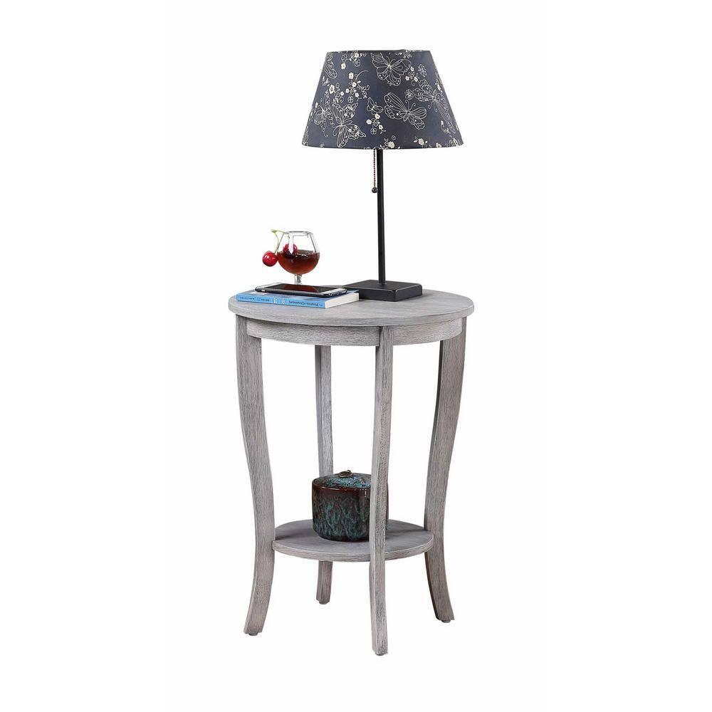 Convenience Concepts American Heritage Modern Round MDF Coffee Table, Wirebrush Light Gray