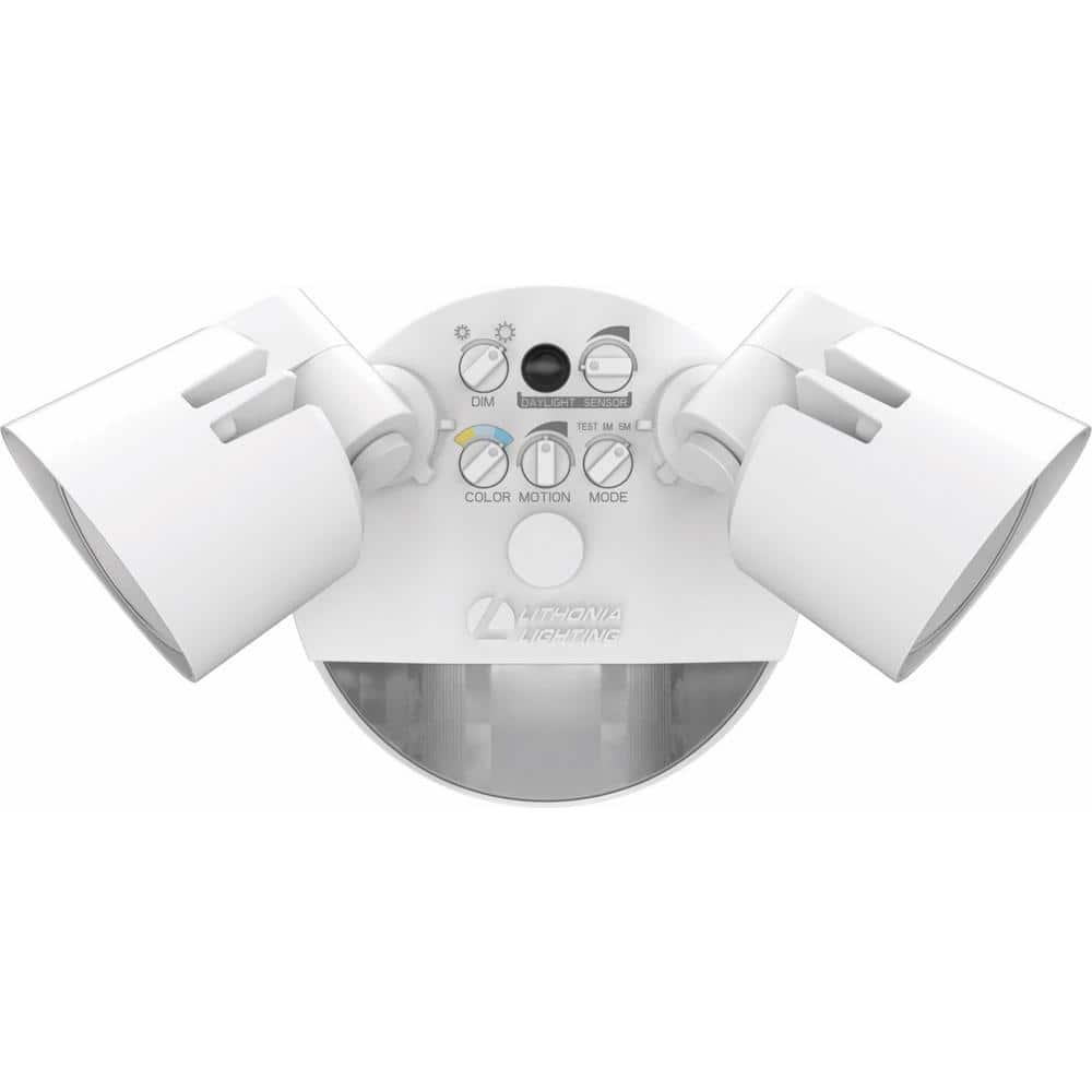 Lithonia Lighting 2 - Head Hardwired Dusk to Dawn Outdoor Security Flood Light with Motion Sensor
