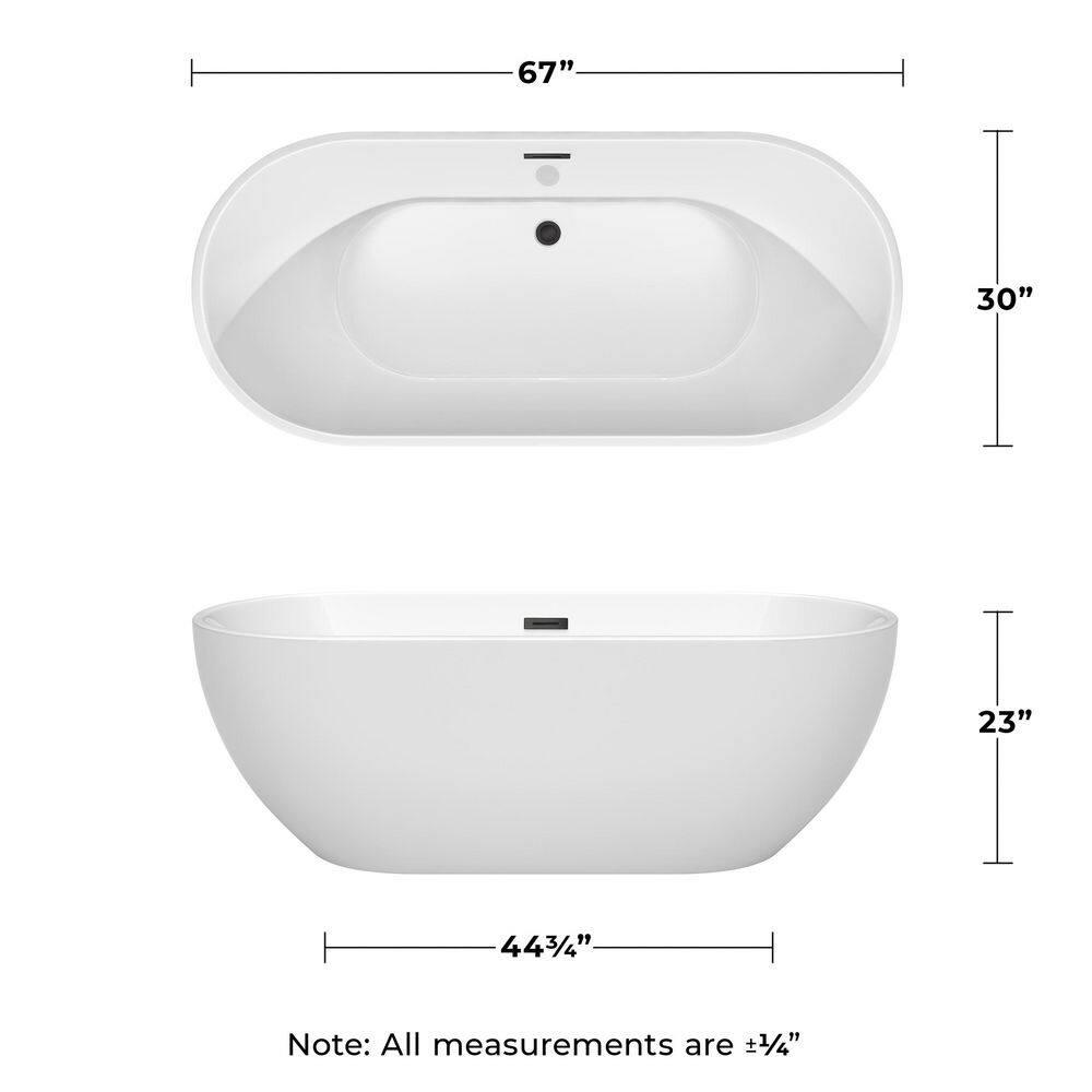 Brooklyn 67'' x 30'' Freestanding Soaking Acrylic Bathtub